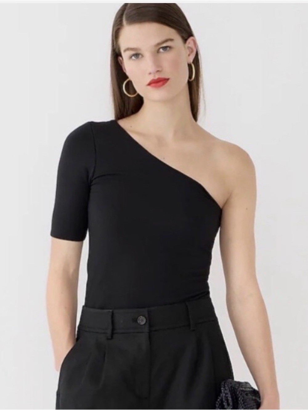 J.Crew Black One-Shoulder Asymmetrical Knit Top - Size M